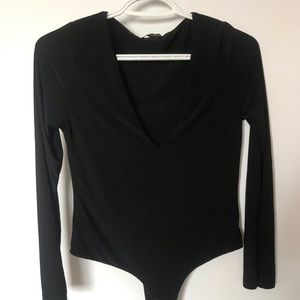 PLT Black v neck body suit NEVER WORN